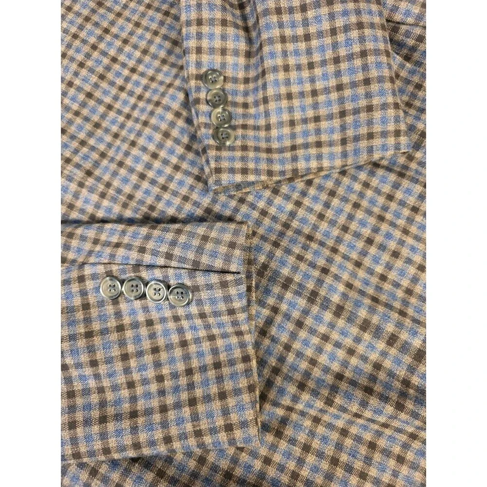 Alan Flusser Check Plaid Two Button Sport Coat Blazer Jacket 40L